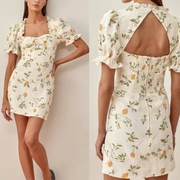 Reformation Dresses & Skirts - NWT! Reformation "Easton" Mini Dress in Citron (Lemon) - Size 4 (Small)